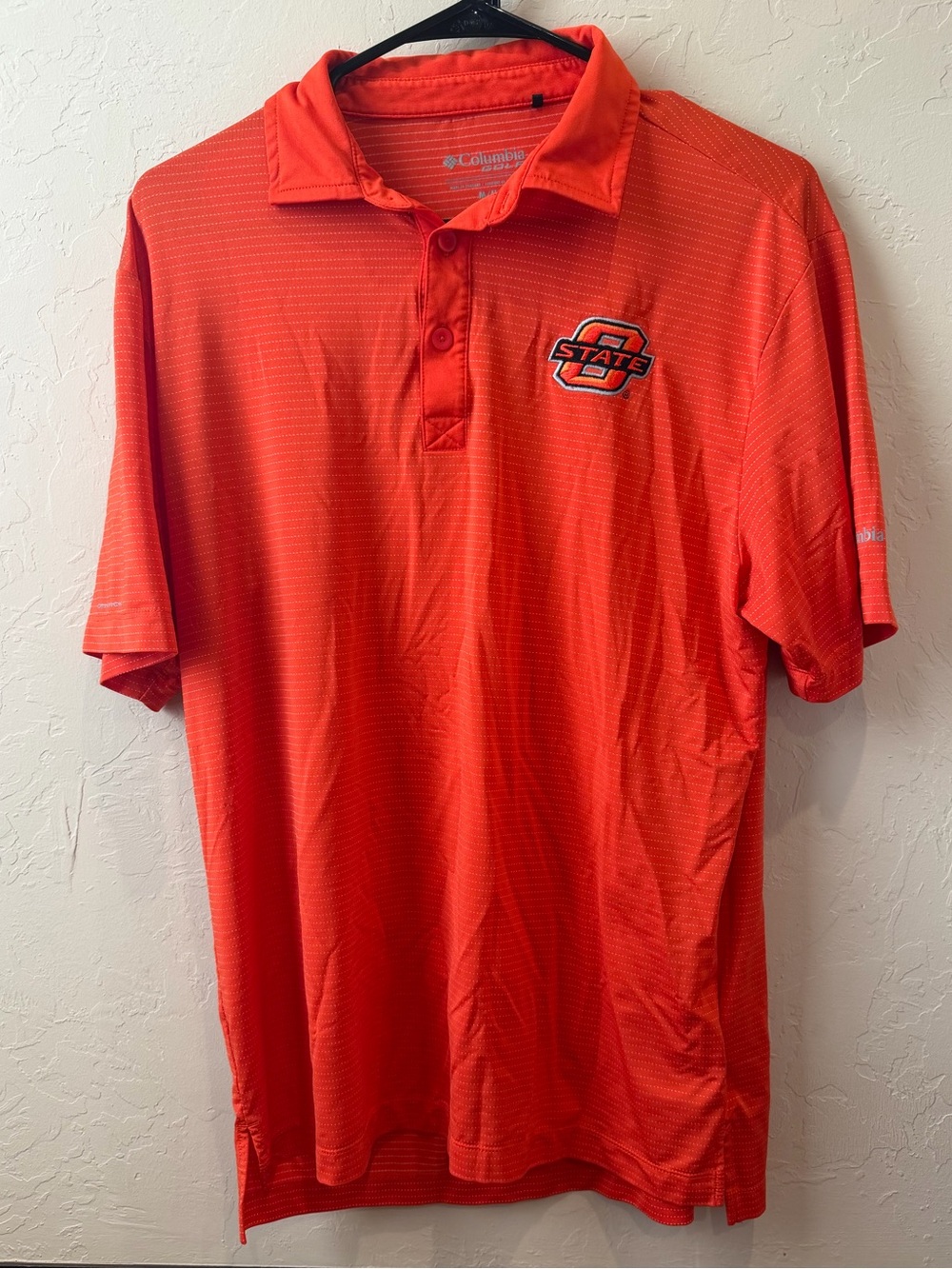 Oklahoma State University College Columbia Polo Shirt Mens Sz M Orange